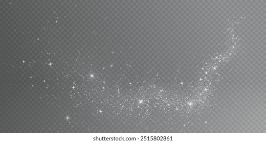 Christmas background. Powder PNG. Magic bokeh shines with white dust. Small realistic glare on a transparent Png background. Design element for cards, invitations, backgrounds, screensavers.