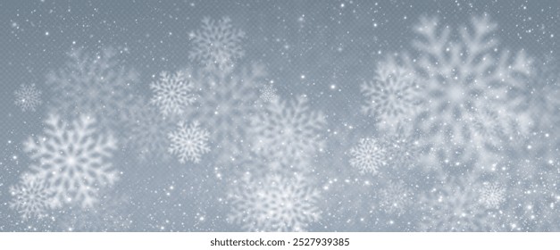 Christmas background. Powder PNG. Magic bokeh shines with white dust. Small realistic glare on a transparent Png background. Design element for cards, invitations, backgrounds, screensavers.	
