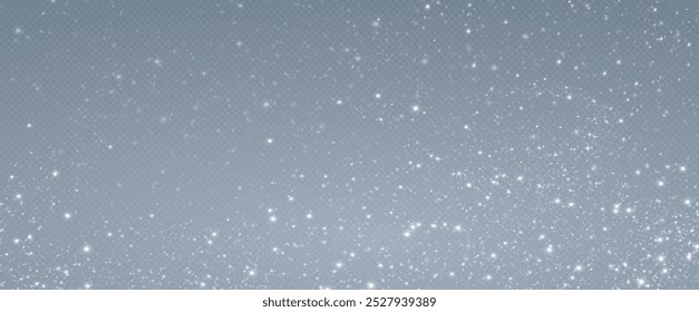 Christmas background. Powder PNG. Magic bokeh shines with white dust. Small realistic glare on a transparent Png background. Design element for cards, invitations, backgrounds, screensavers.	
