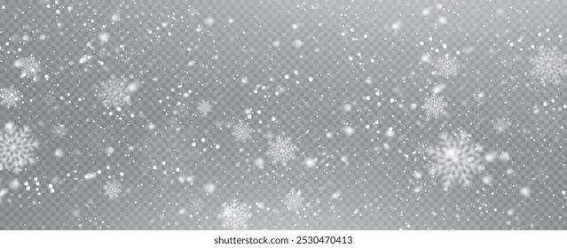 Christmas background. Powder PNG. Magic bokeh shines with white dust. Small realistic glare on a transparent Png background. Design element for cards, invitations, backgrounds, screensavers.