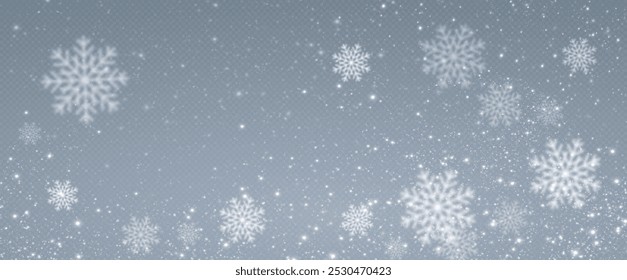 Navidades de fondo. Polvo PNG. El bokeh mágico brilla con polvo blanco. Pequeño resplandor realista sobre un fondo Png transparente. Elemento de diseño para tarjetas, invitaciones, fondos, protectores de pantalla.