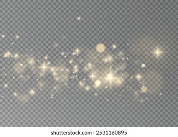 Christmas background. Powder PNG. Magic shining gold dust. Fine, shiny dust bokeh particles fall off slightly. Fantastic shimmer effect.	