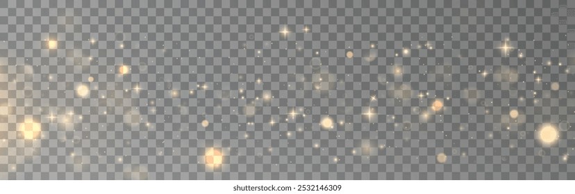 Christmas background. Powder PNG. Magic shining gold dust. Fine, shiny dust bokeh particles fall off slightly. Fantastic shimmer effect.	