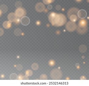 Christmas background. Powder PNG. Magic shining gold dust. Fine, shiny dust bokeh particles fall off slightly. Fantastic shimmer effect.	