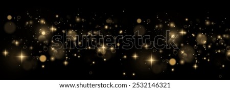 Christmas background. Powder PNG. Magic shining gold dust. Fine, shiny dust bokeh particles fall off slightly. Fantastic shimmer effect.	