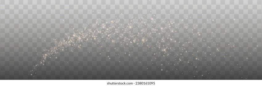  Christmas background. Powder yellow dust light PNG. Magic shining gold dust. Fine, shiny dust bokeh gold particles fall off slightly. Fantastic shimmer effect. Vector illustrator.