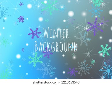 Christmas Background with Pretty Snowflakes and Shiny Lights. Festive Background for Christmas Decoration, Cloth, Dress. Vertical A4 Vector Background.