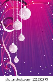 Weihnachtshintergrund mit violetten Bälle