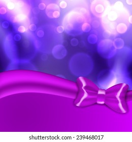 Christmas background with purple bow. EPS10 vector.