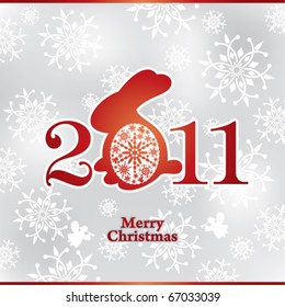 Christmas background with rabbit
