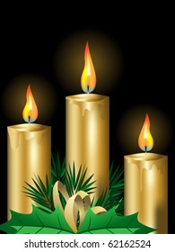 Christmas background with realistic candles eps8