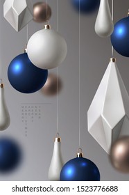 Christmas background with realistic contemporary decoration