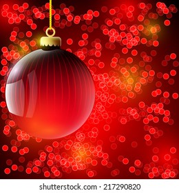 Christmas background with red ball