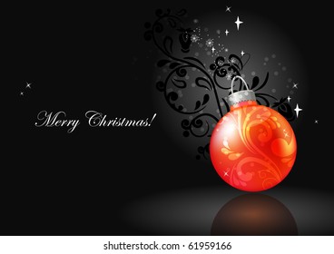 Christmas background with red ball