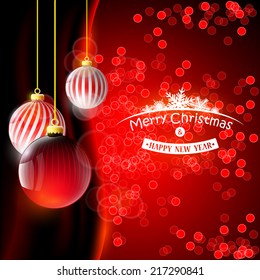 Christmas background with red balls