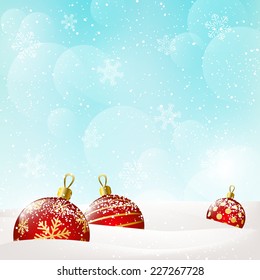 Christmas background with red balls