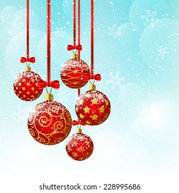 Christmas background with red balls