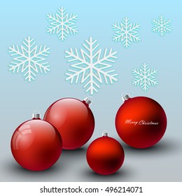 Christmas background with red Christmas balls