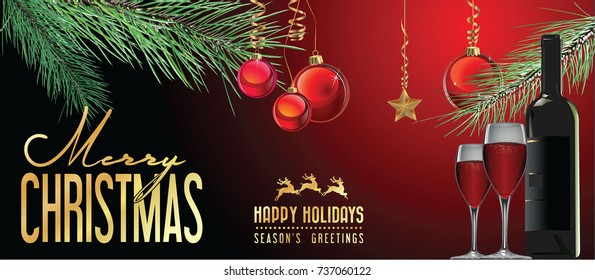 Christmas background red balls with decorations 