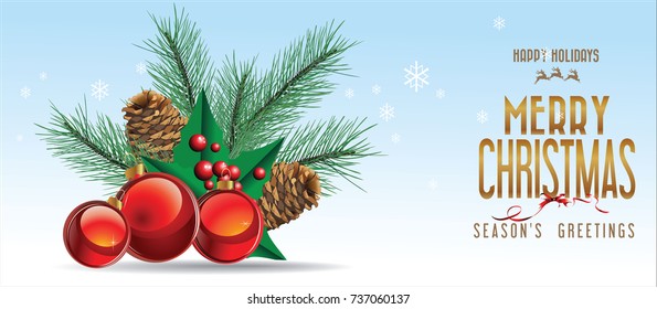 Christmas background red balls with decorations 