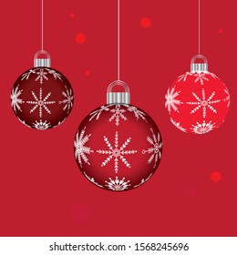 Christmas Background with red balls flat design