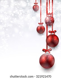 Christmas background with red balls. Vector Illustration.
