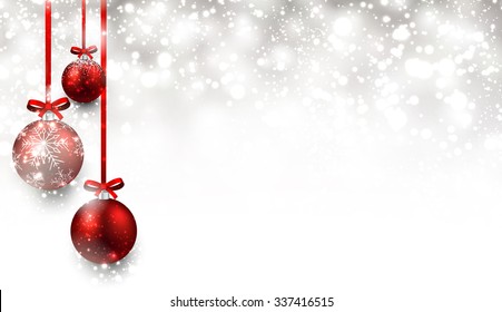 Christmas background with red balls. Vector Illustration.