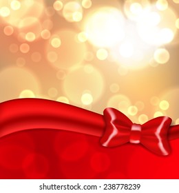 Christmas background with red bow. EPS10 vector.