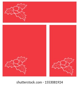 Christmas background red color doodle flower square, horizontal, vertical sets vector illustration for design and decoration