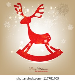 Christmas background with red deer