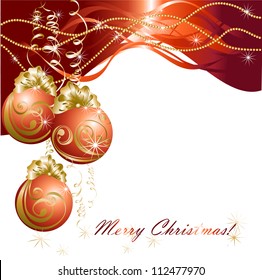 Christmas background with red evening balls