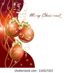 Christmas background with red evening balls
