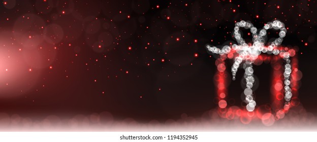christmas background with red glowing present