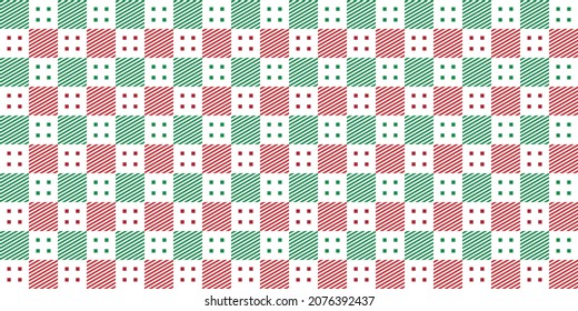 Fondo de Navidad con rojo y verde en color blanco, patrón de bloque. Ilustración vectorial.