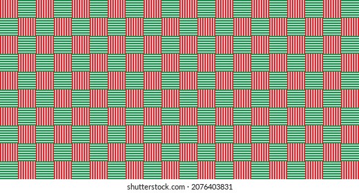 Fondo de Navidad con rojo y verde en color blanco, patrón de bloque. Ilustración vectorial.