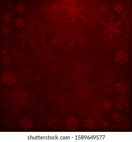 Christmas background in red layered with snowflakes of various sizes. Room for copy space. EPS 10 vector.