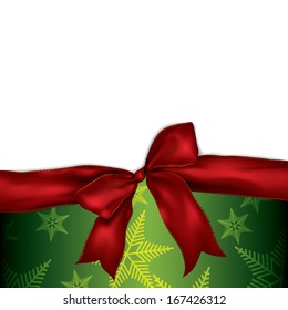 christmas background with red ribbon