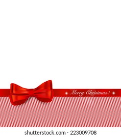 Fondo de Navidad con cinta roja y arco. Ilustración vectorial.