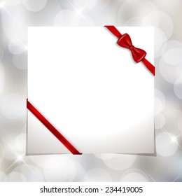 Christmas background with red ribbon and space for message