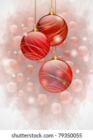 Christmas background with red shiny balls
