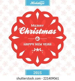 Christmas background Red Snowflake and Message Tags in Red and Blue