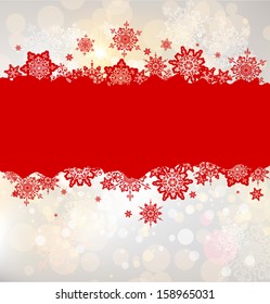 Christmas background with red snowflakes with place for text