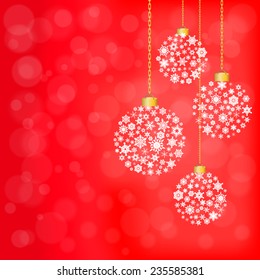 Christmas background in red tone and snowflake ball