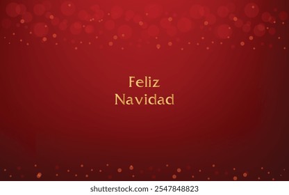 Fundo de Natal com bokeh translúcido vermelho, Feliz Natal em espanhol "Feliz Navidad".