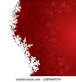 Christmas background in red and white layered with snowflakes of various sizes. Room for copy space. EPS 10 vector.