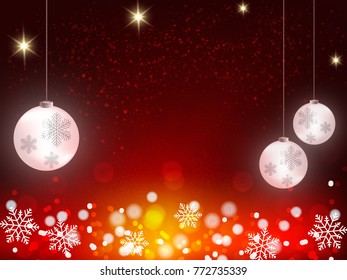 Christmas background with red and white snowflakes and snow ball  in various styles. Abstract Vector Illustration.