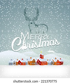 Christmas background with reindeer