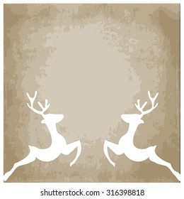 Christmas background with reindeer decorated, vintage style