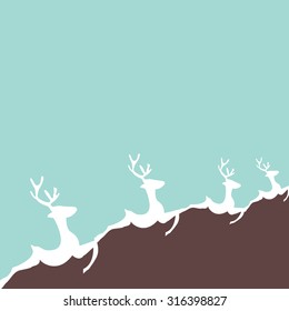 Christmas background with reindeer decorated, vintage style