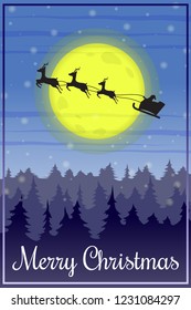 Christmas background with reindeer and Santa Claus